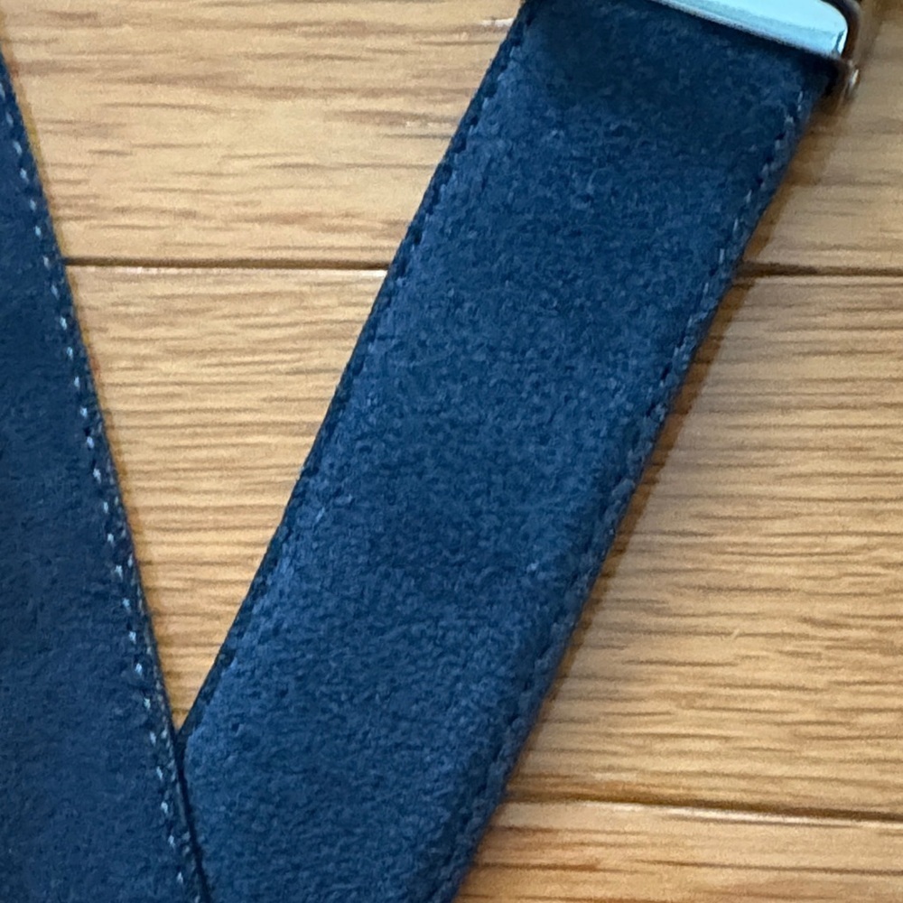 Classic navy blue suede Belt with Silver Buckle - Picture 3 of 9